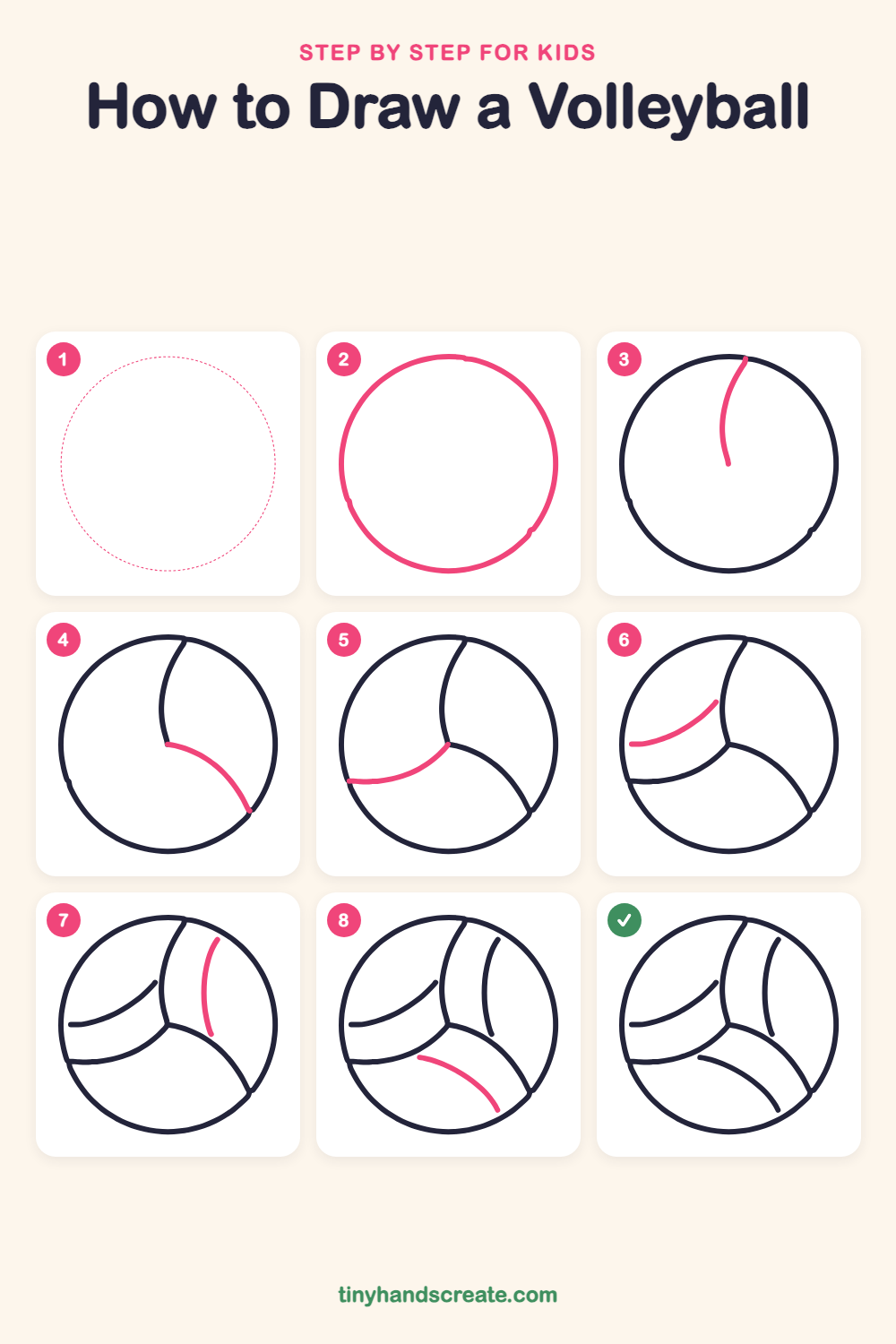 How to draw a volleyball step by step for kids