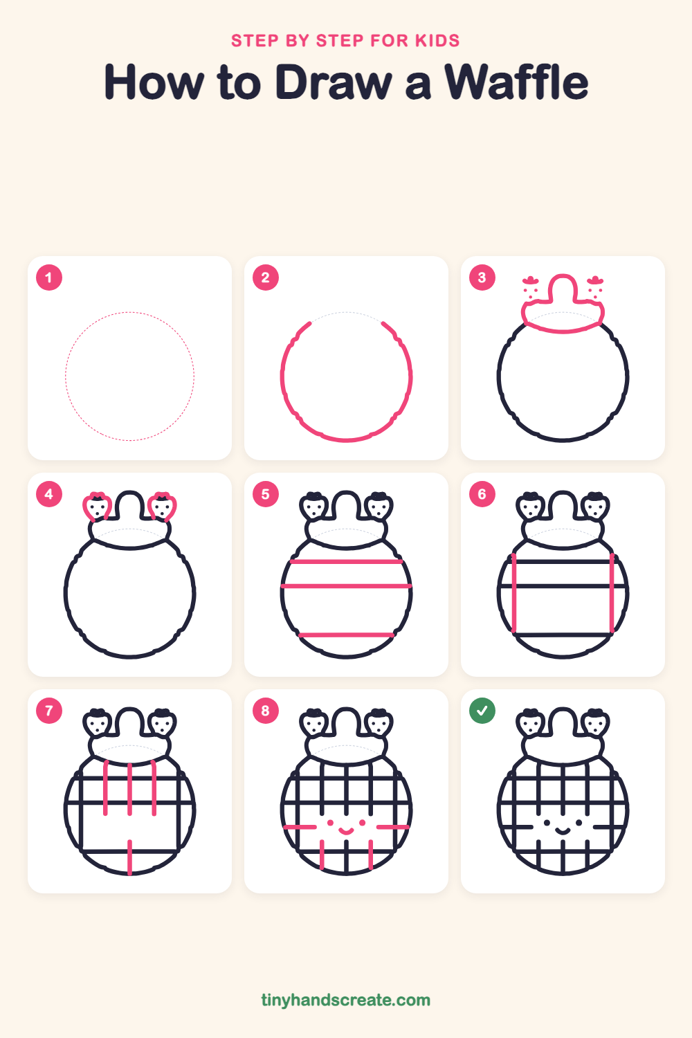How to draw a waffle step by step for kids