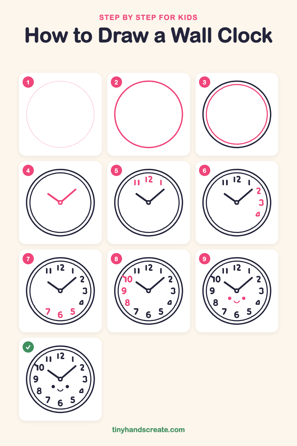 How to draw a wall clock step by step for kids