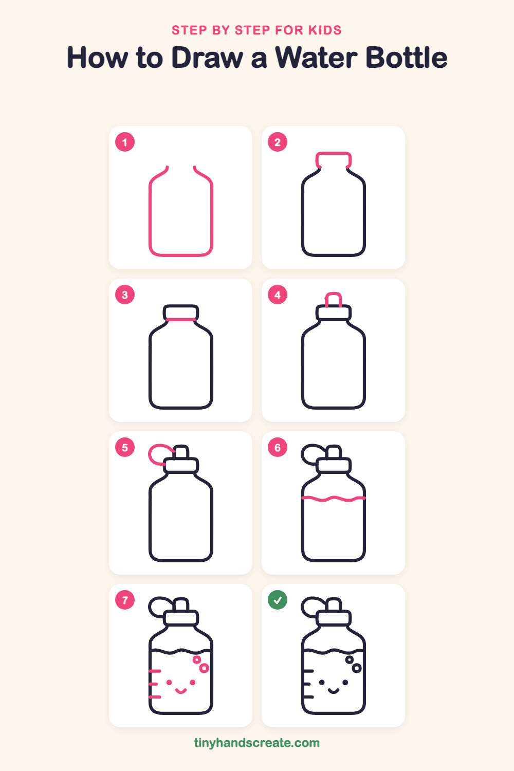 How to draw a water bottle step by step for kids