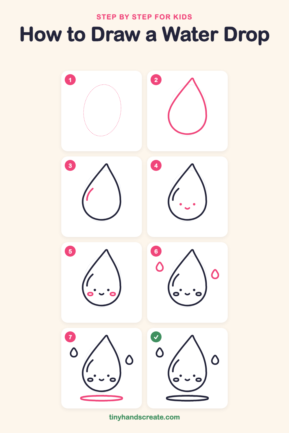 How to draw a water drop step by step for kids