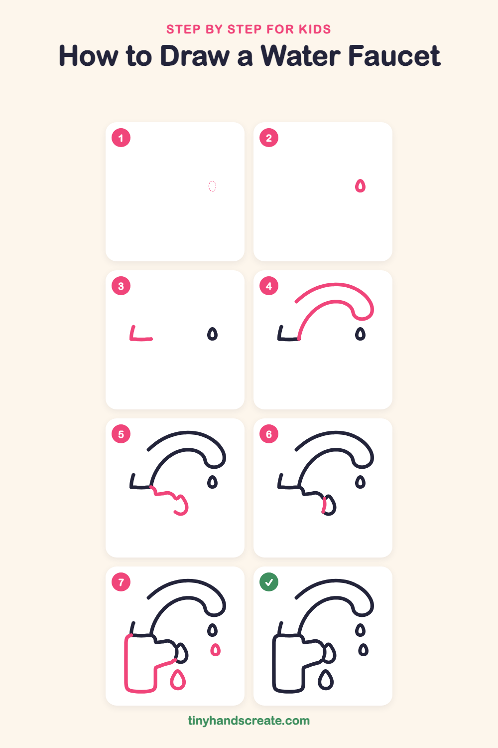 How to draw a water faucet step by step for kids