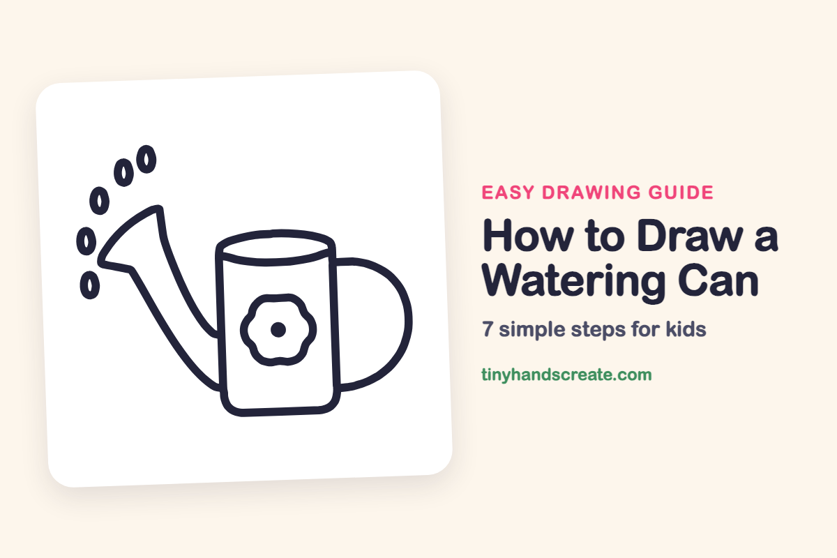 How to Draw a Watering Can: easy drawing guide for kids