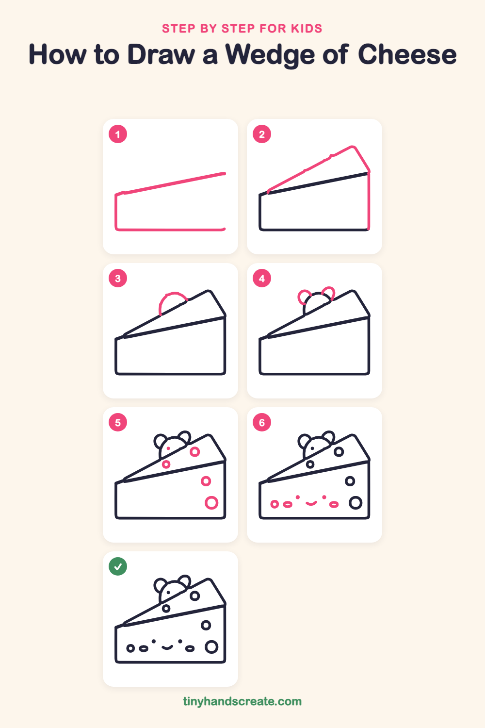 How to draw a wedge of cheese step by step for kids