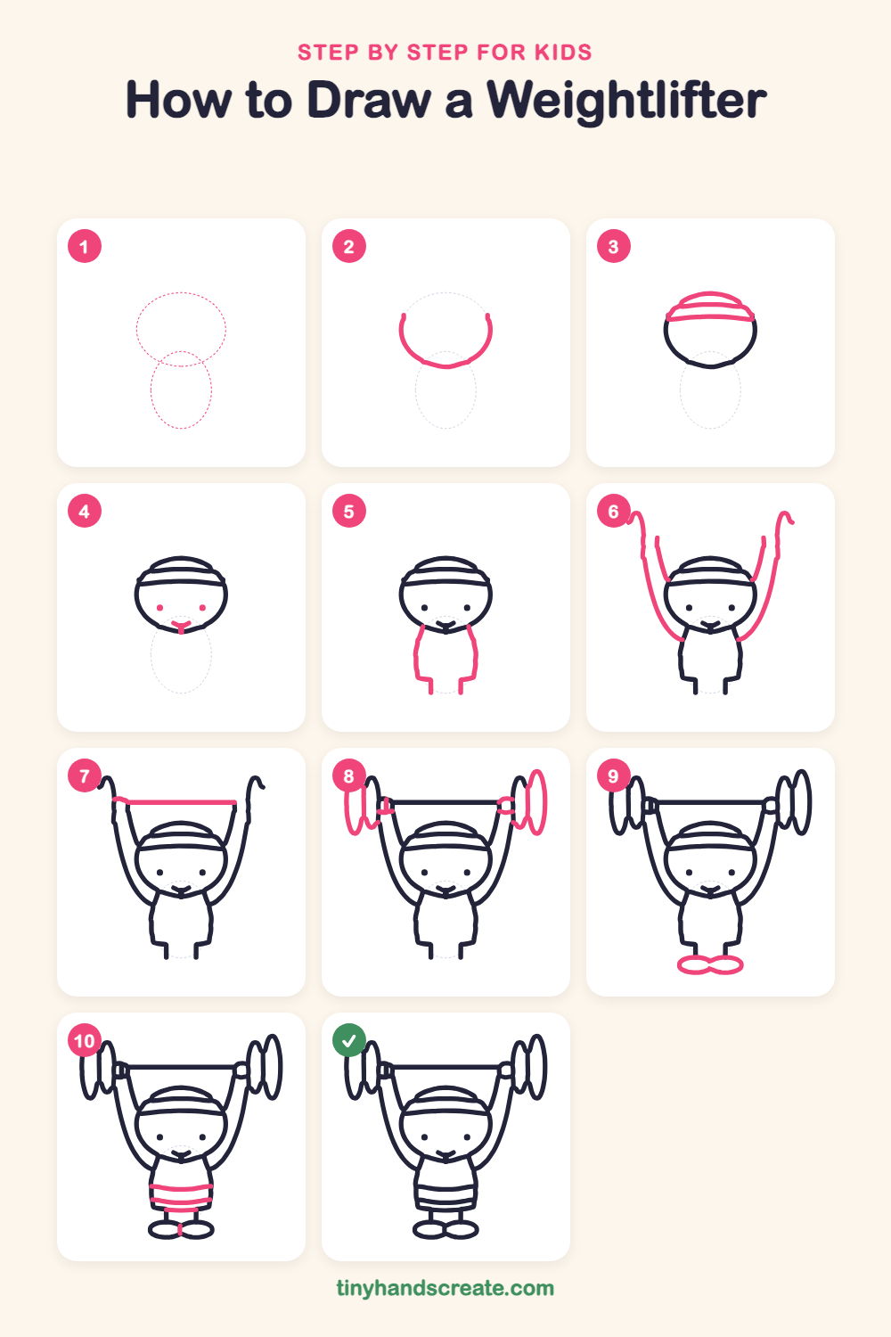 How to draw a weightlifter step by step for kids