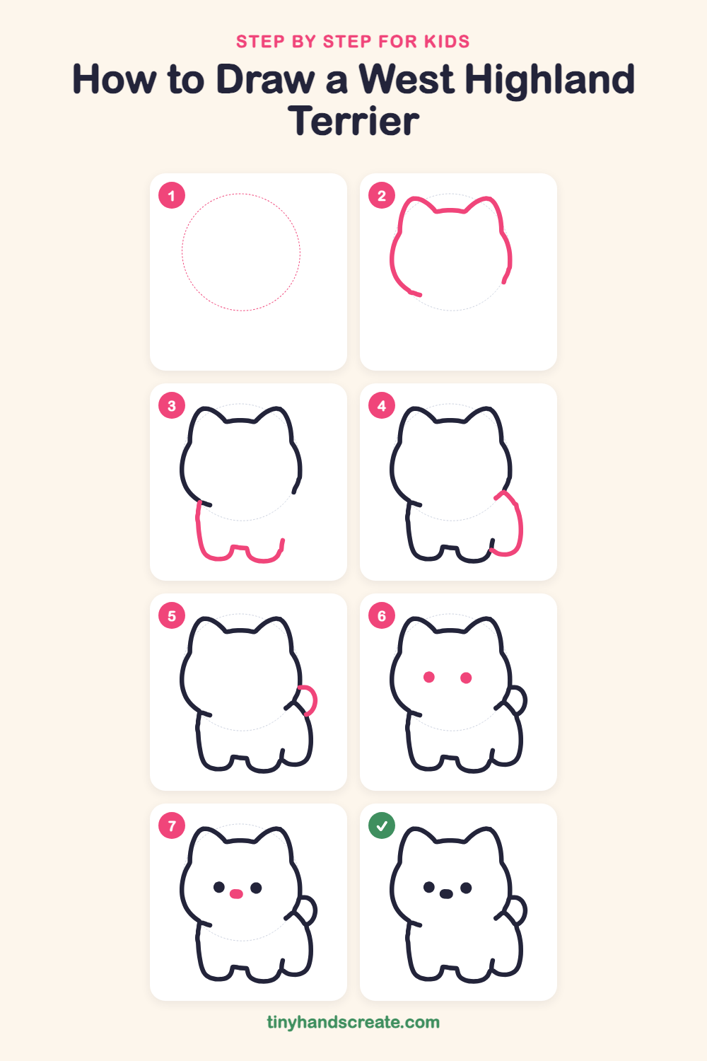 How to draw a West Highland terrier step by step for kids