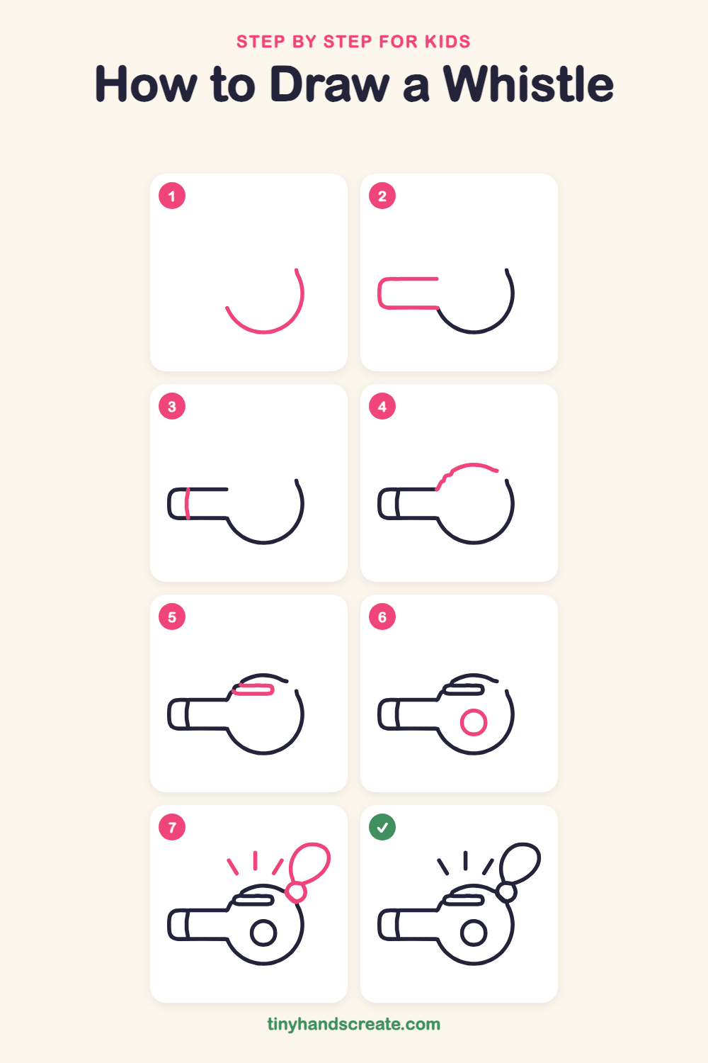 How to draw a whistle step by step for kids