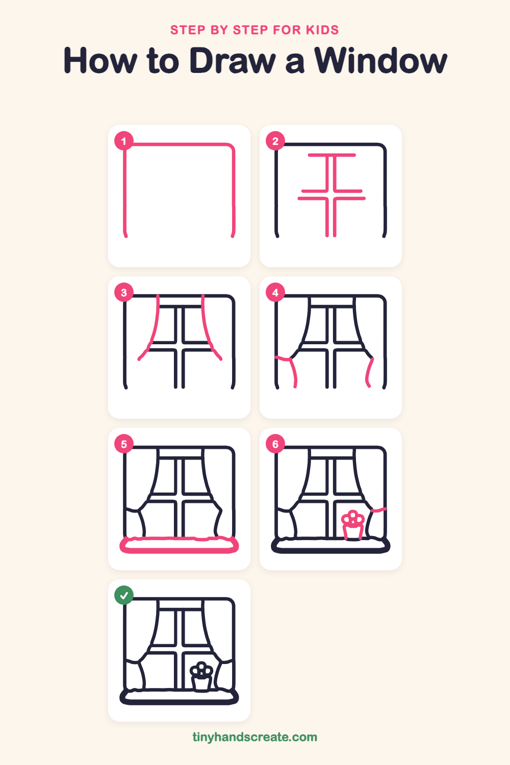 How to draw a window step by step for kids
