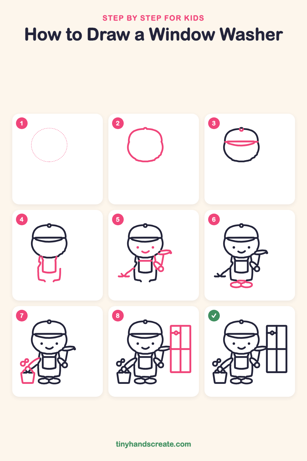 How to draw a window washer step by step for kids