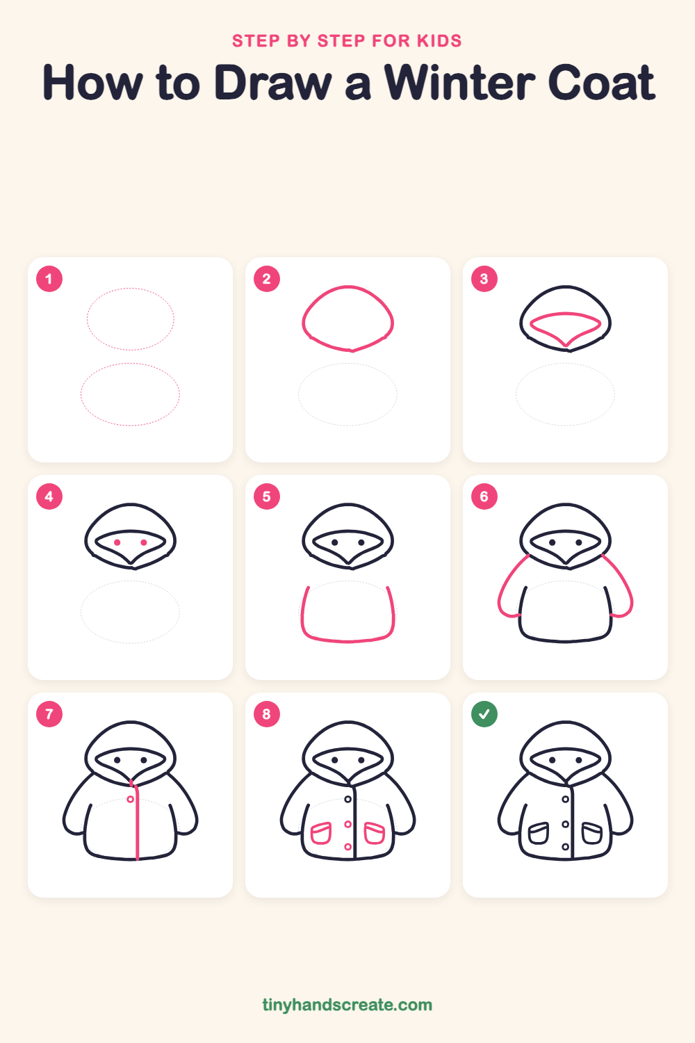 How to draw a winter coat step by step for kids