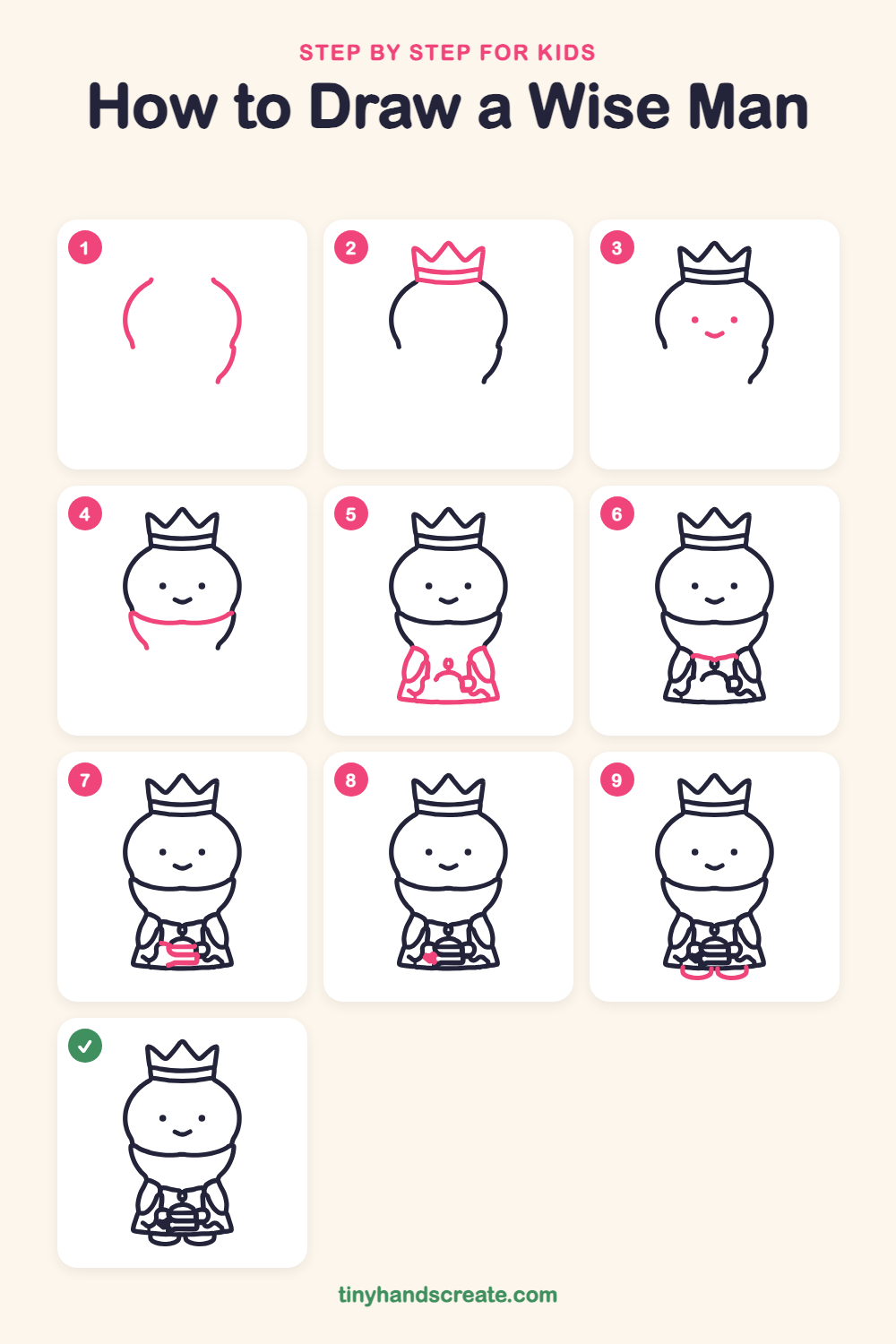 How to draw a wise man step by step for kids