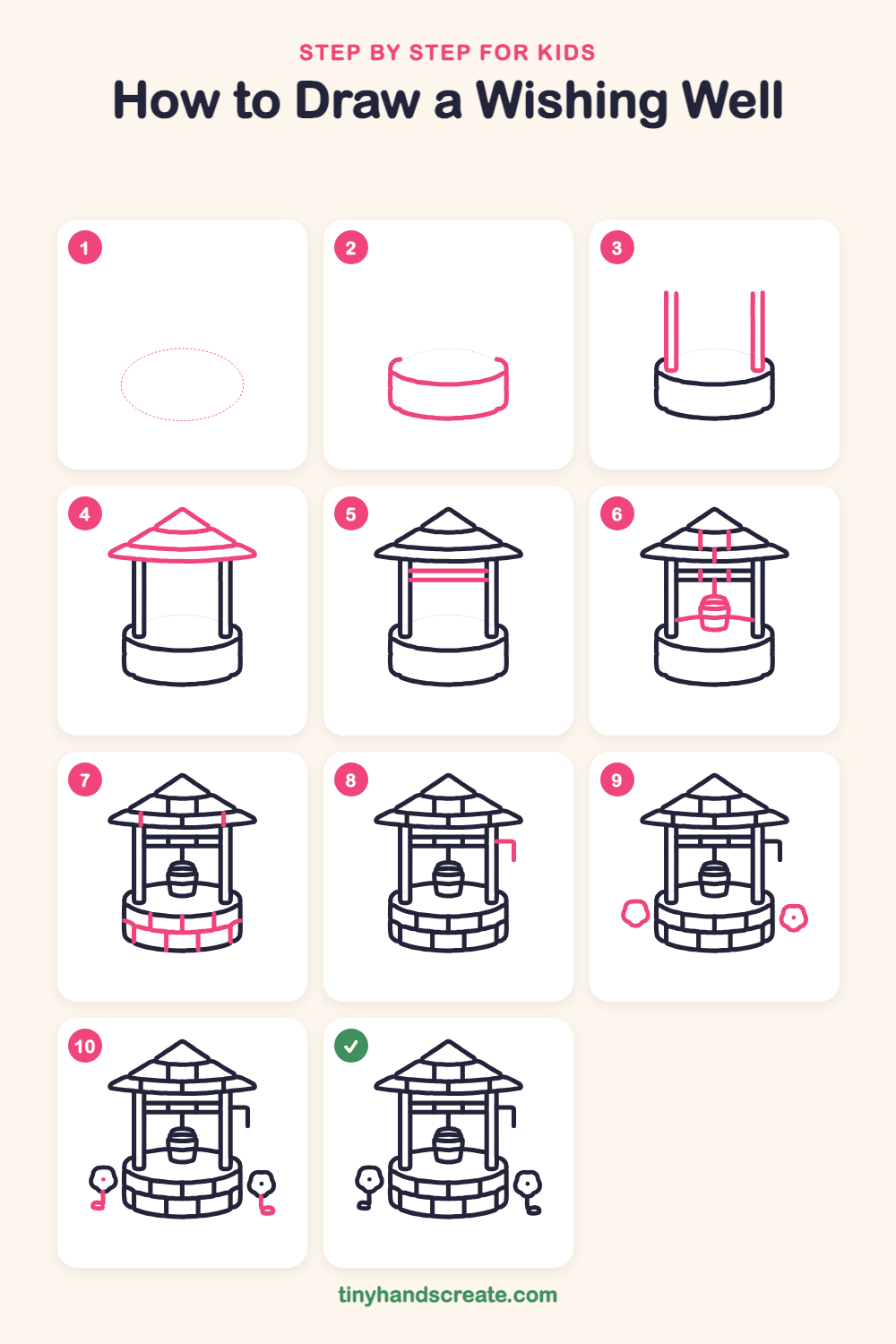 How to draw a wishing well step by step for kids