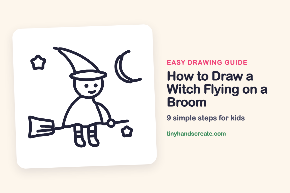 How to Draw a Witch Flying on a Broom: easy drawing guide for kids