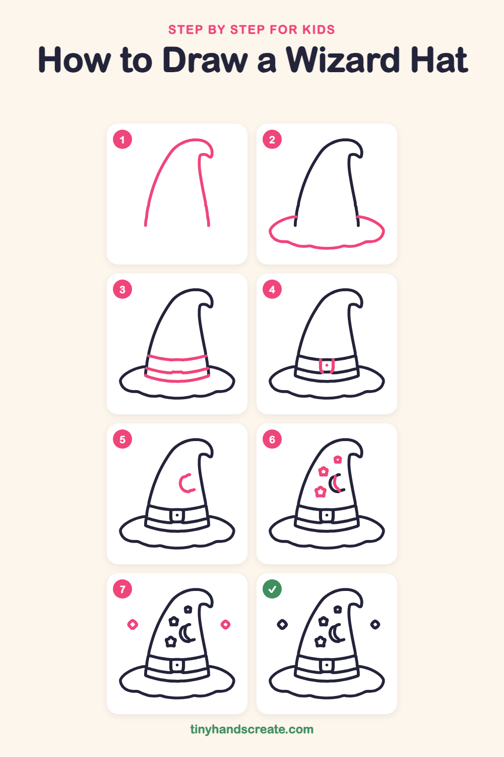 How to draw a wizard hat step by step for kids