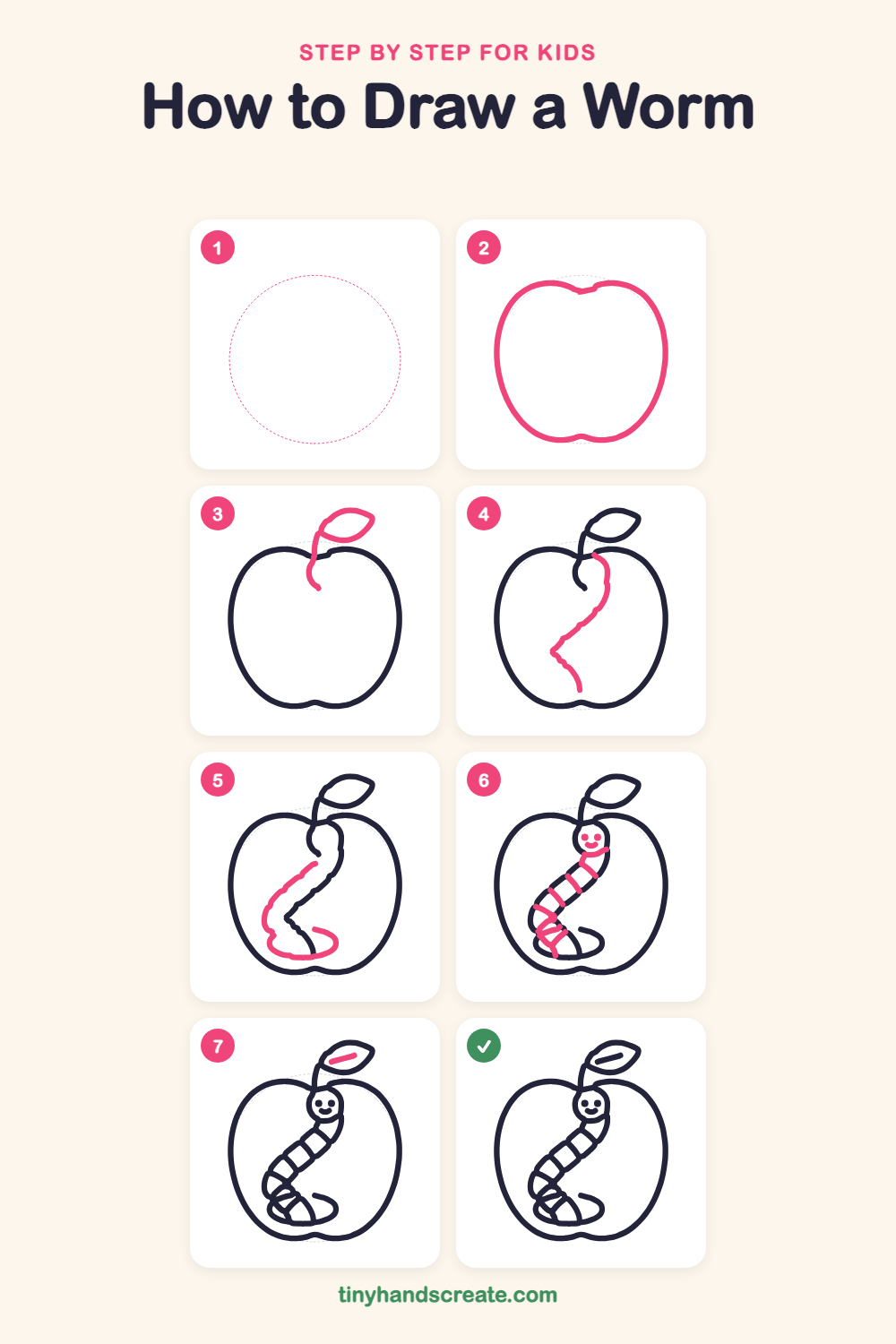 How to draw a worm step by step for kids