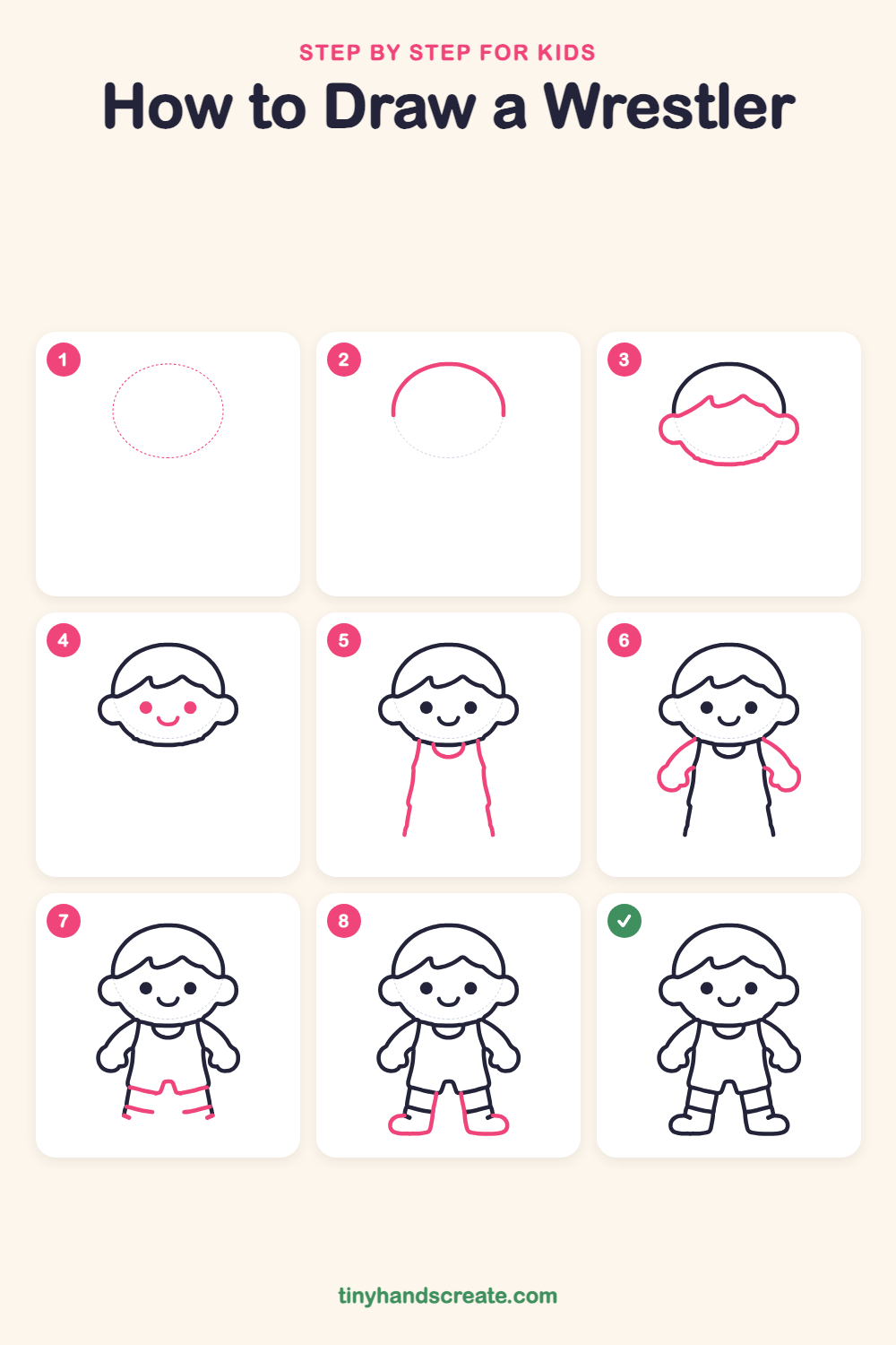 How to draw a wrestler step by step for kids