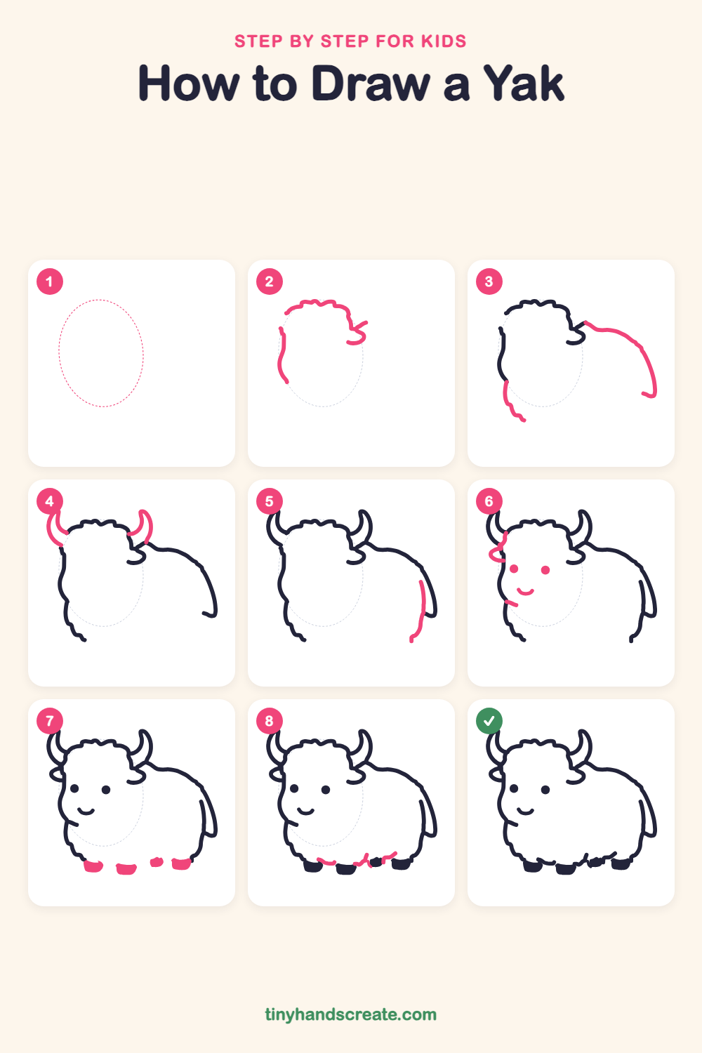 How to draw a yak step by step for kids