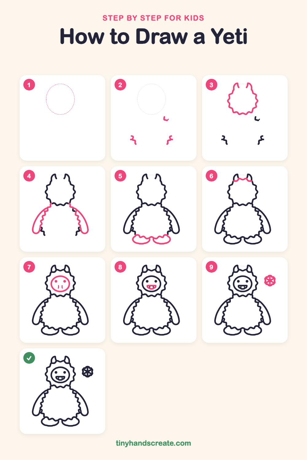 How to draw a yeti step by step for kids