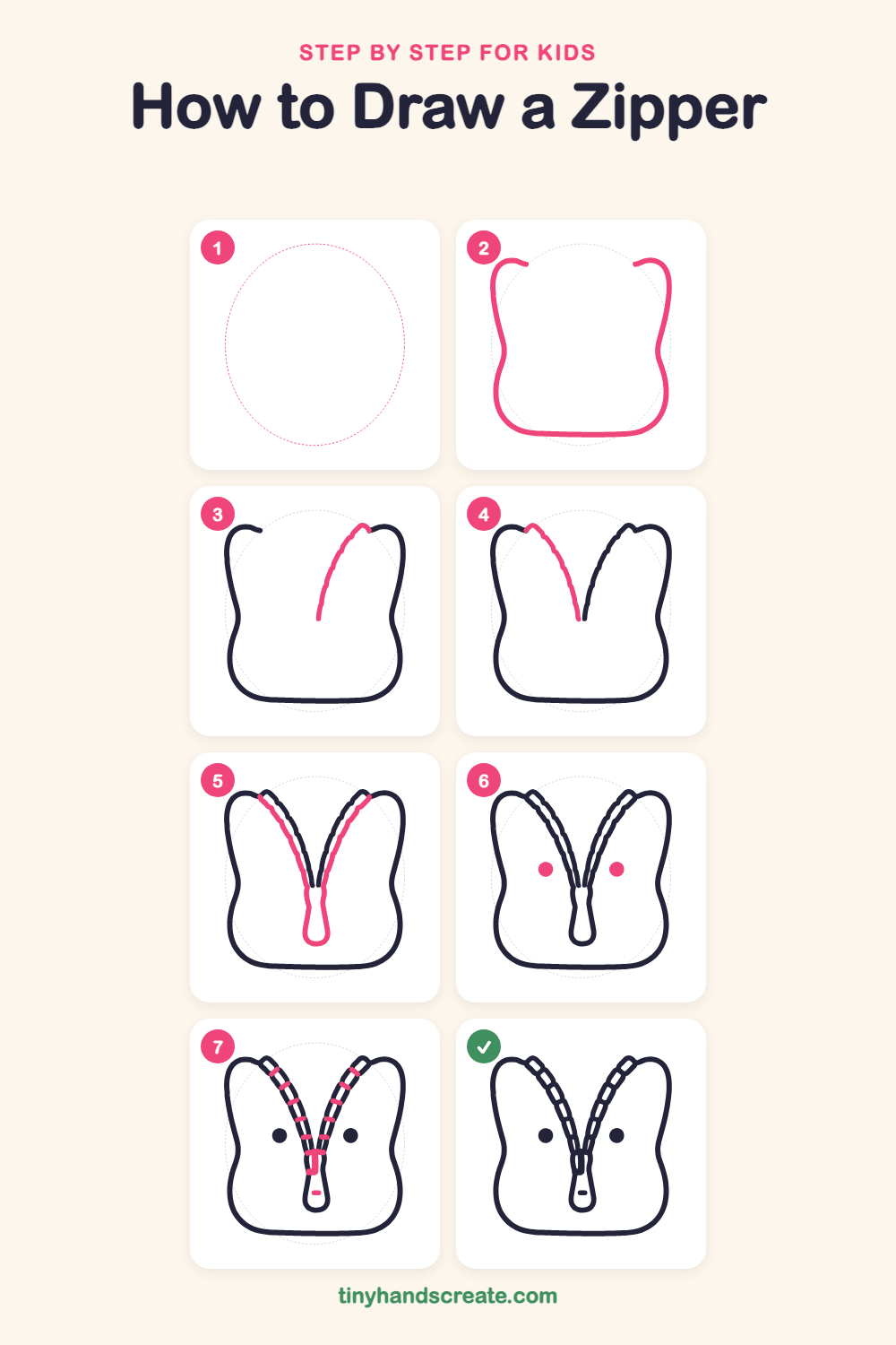 How to draw a zipper step by step for kids