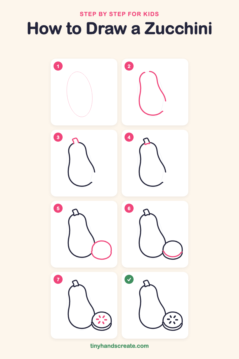 How to draw a zucchini step by step for kids