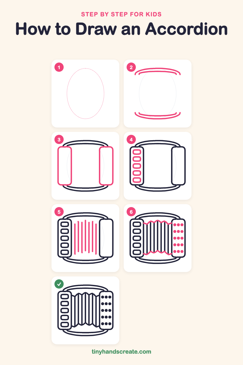 How to draw an accordion step by step for kids