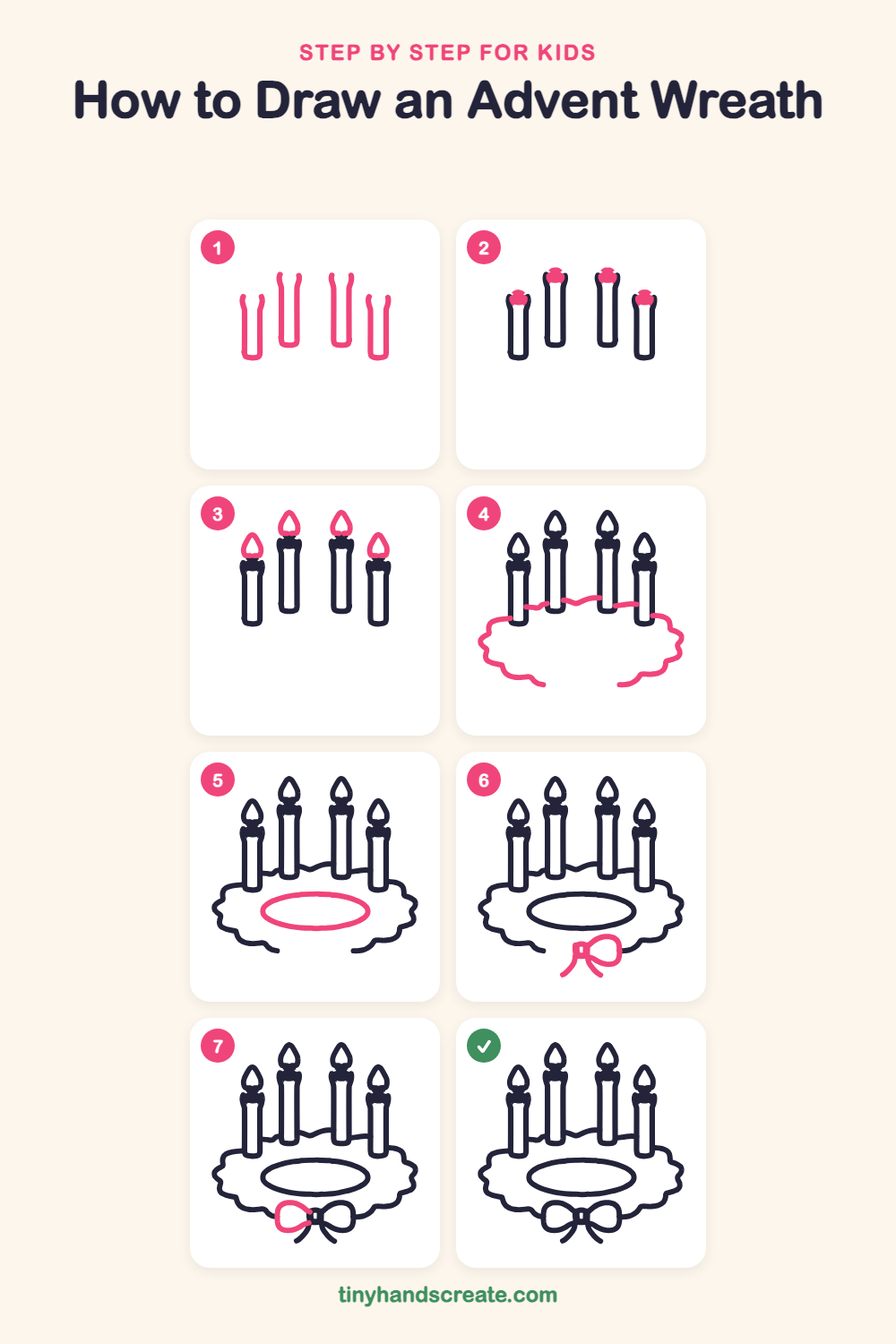How to draw an advent wreath step by step for kids