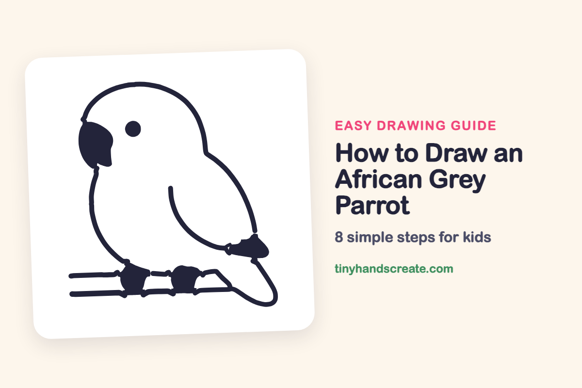 How to Draw an African Grey Parrot: easy drawing guide for kids