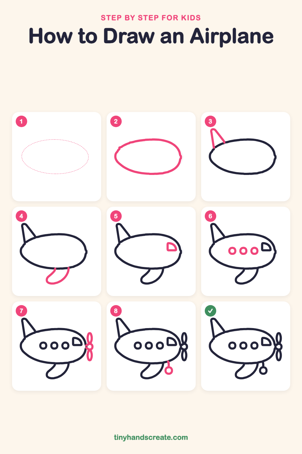 How to draw an airplane step by step for kids