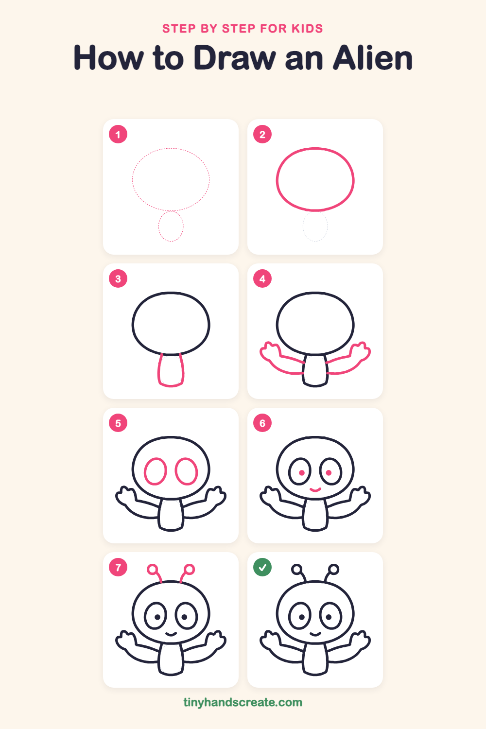 How to draw an alien step by step for kids