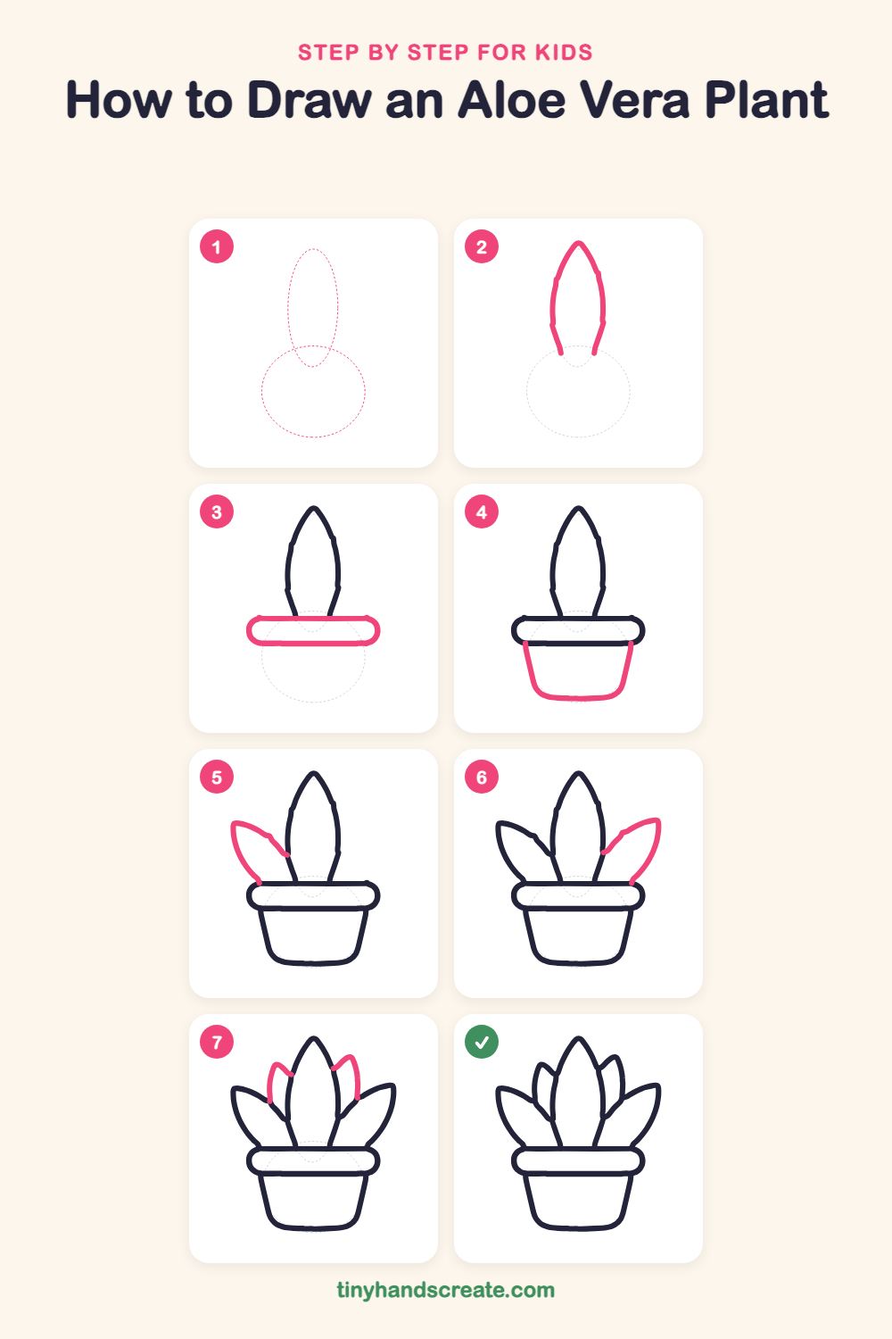 How to draw an aloe vera plant step by step for kids
