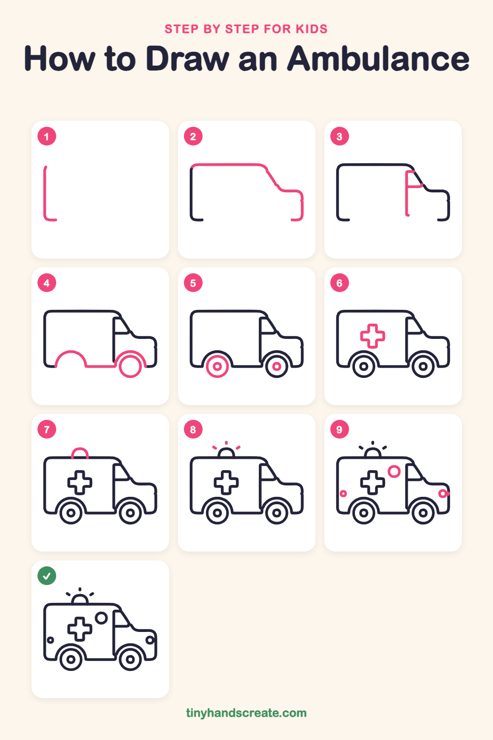 How to draw an ambulance step by step for kids