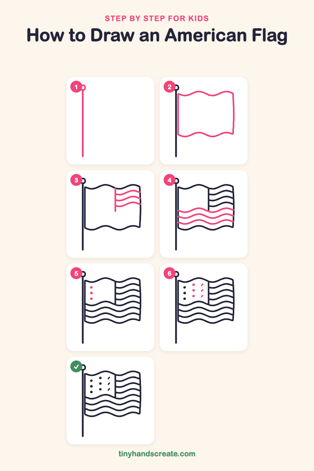 How to draw an American flag step by step for kids
