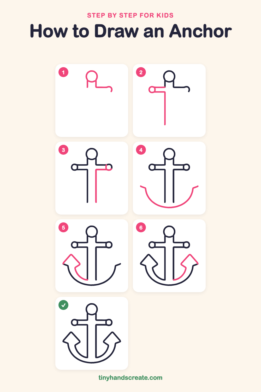 How to draw an anchor step by step for kids