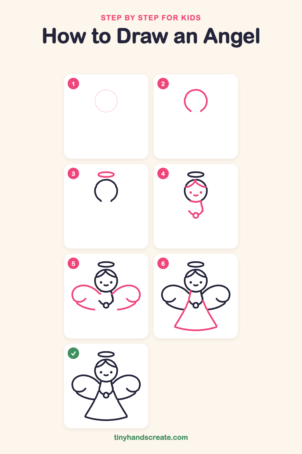 How to draw an angel step by step for kids