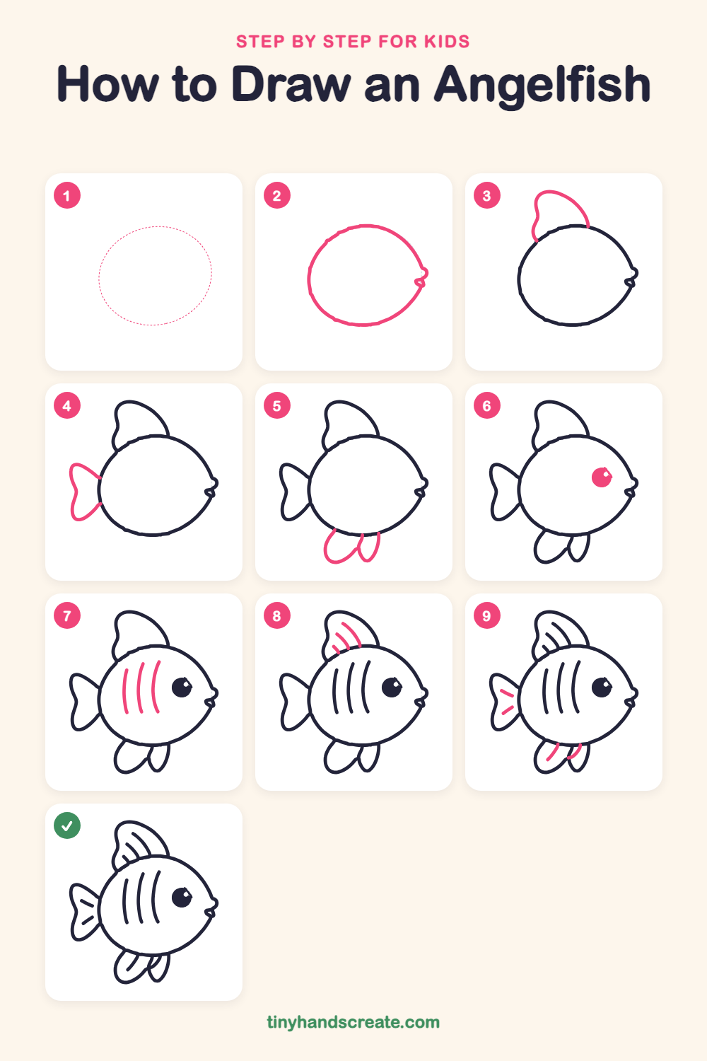 How to draw an angelfish step by step for kids