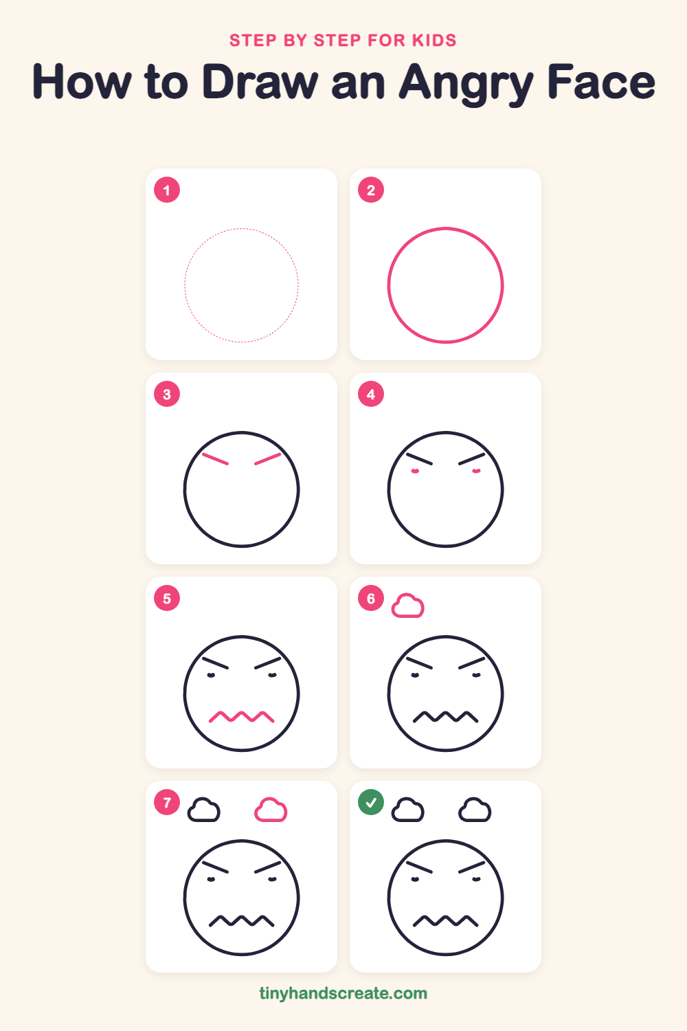 How to draw an angry face step by step for kids