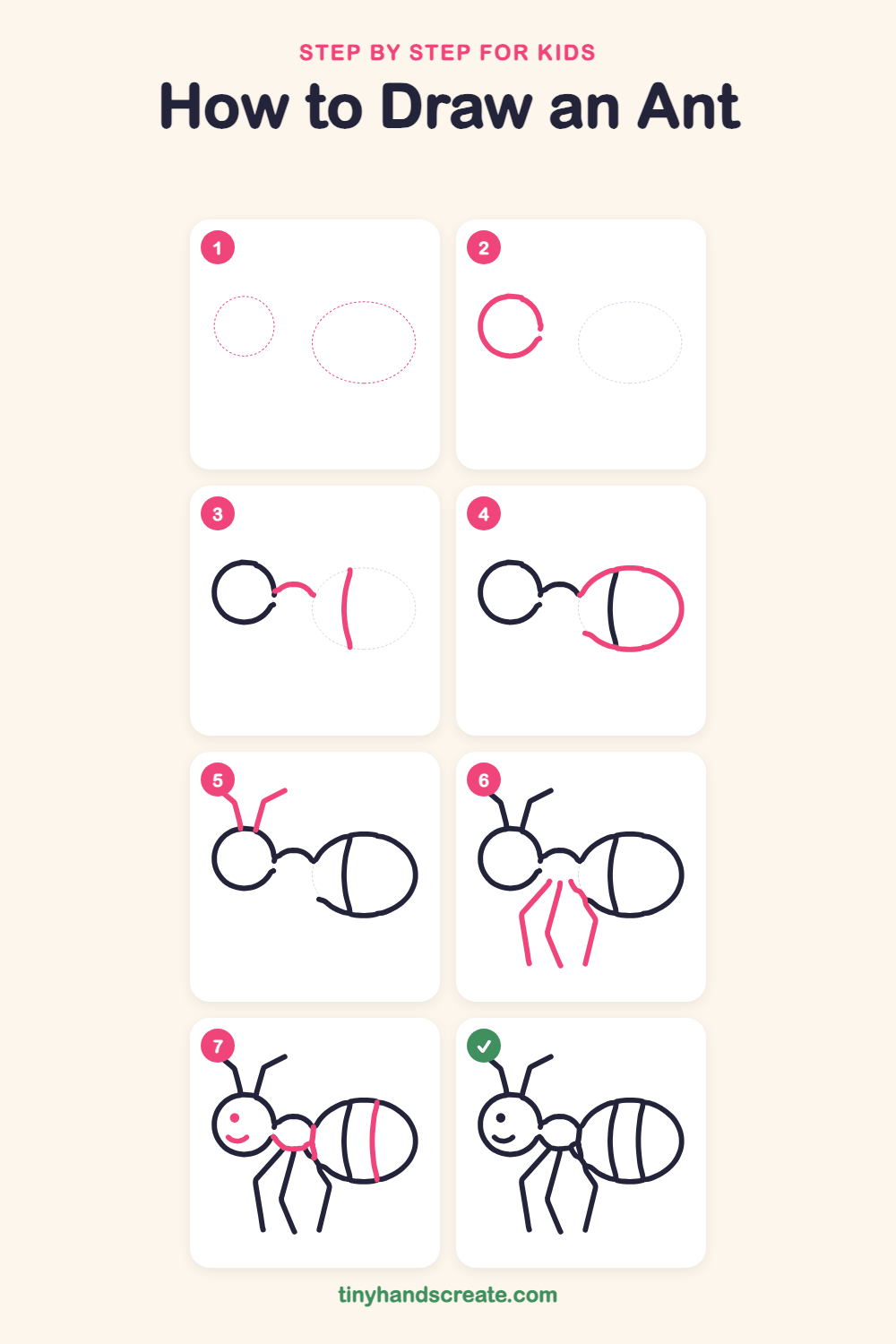 How to draw an ant step by step for kids