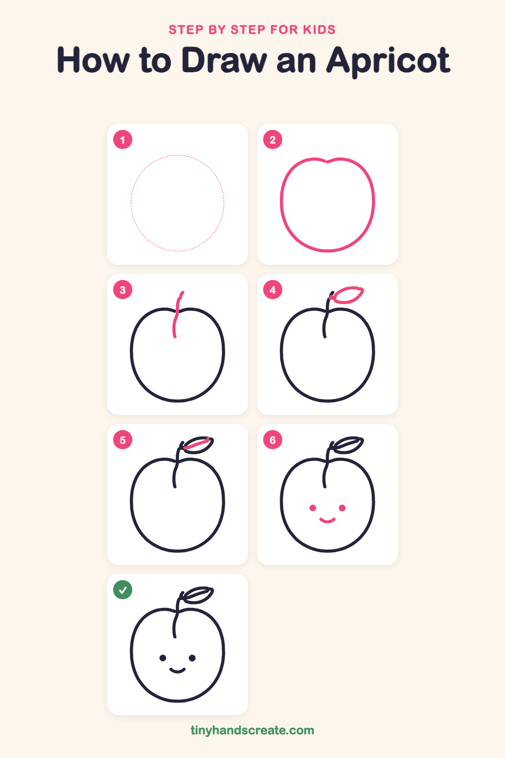 How to draw an apricot step by step for kids