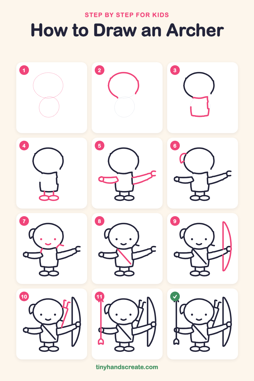 How to draw an archer step by step for kids