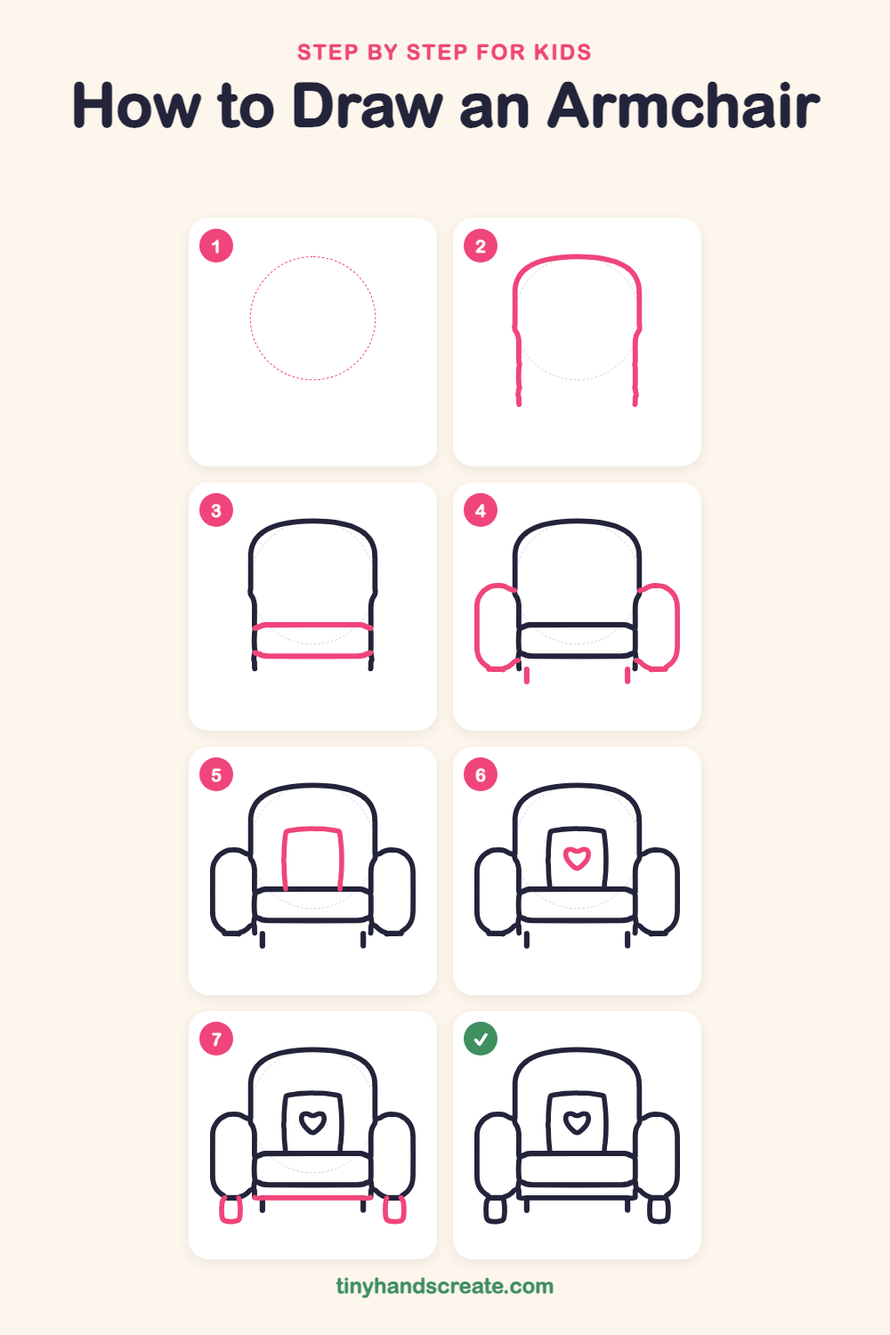 How to draw an armchair step by step for kids