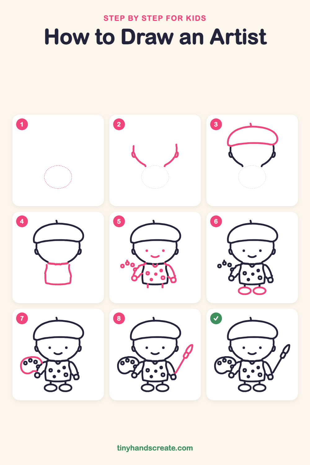 How to draw an artist step by step for kids