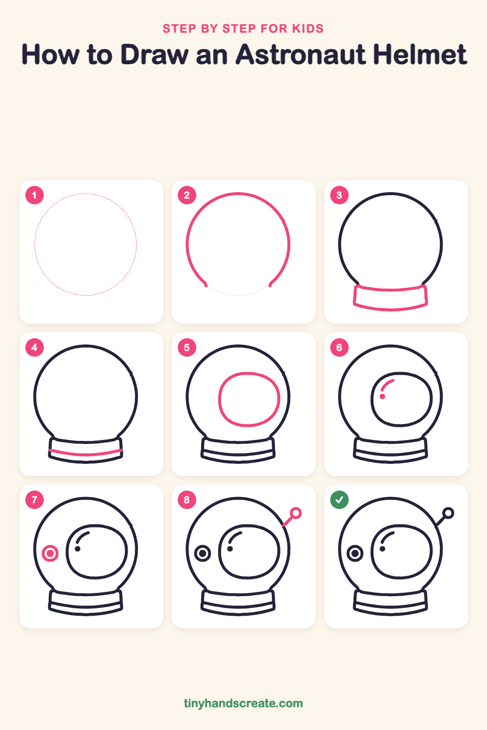 How to draw an astronaut helmet step by step for kids