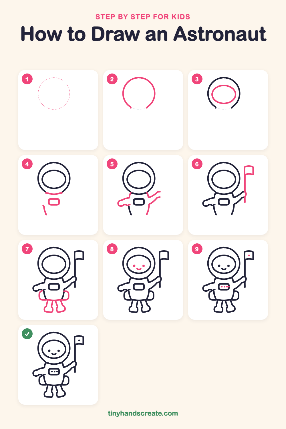 How to draw an astronaut step by step for kids