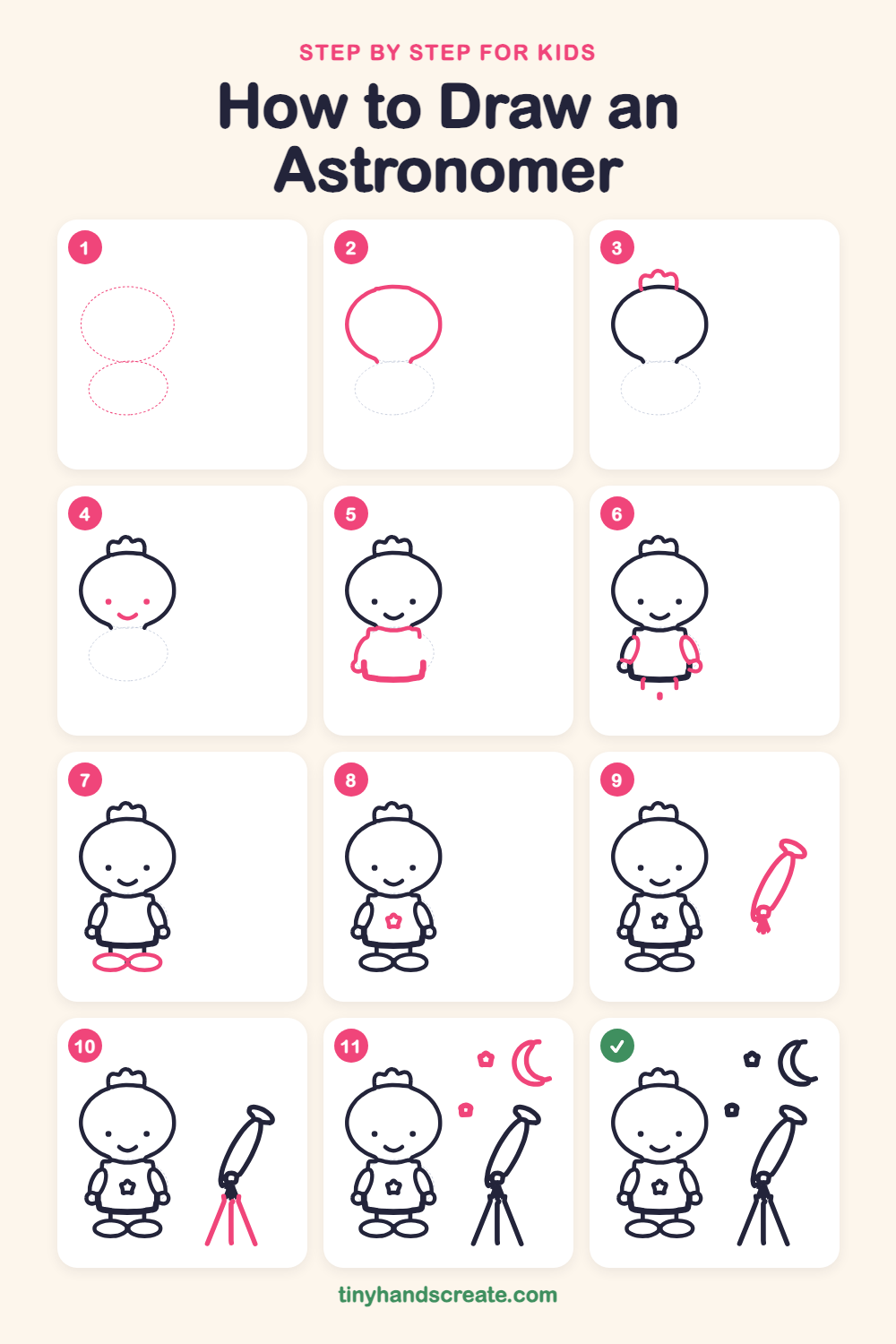 How to draw an astronomer step by step for kids