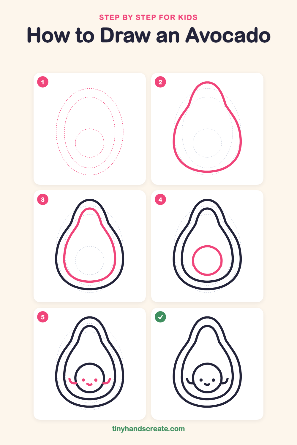 How to draw an avocado step by step for kids