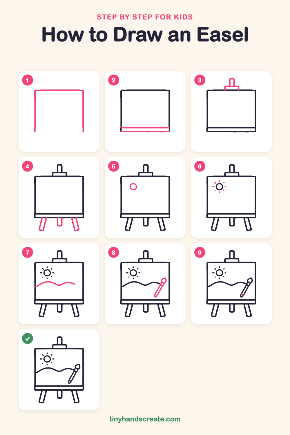 How to draw an easel step by step for kids