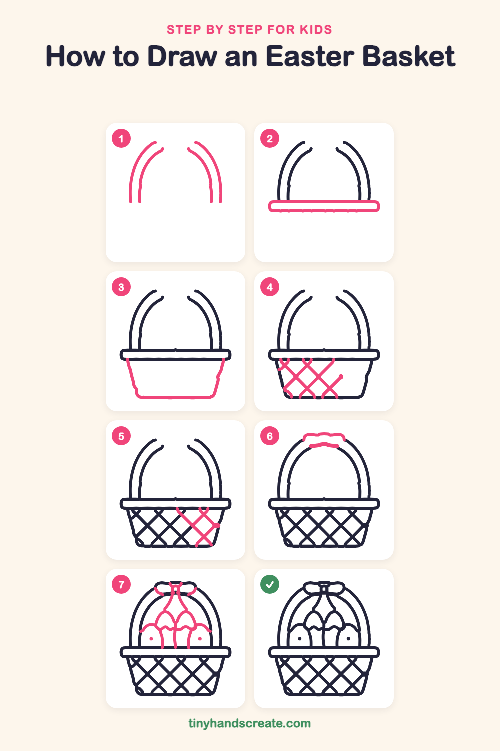 How to draw an Easter basket step by step for kids