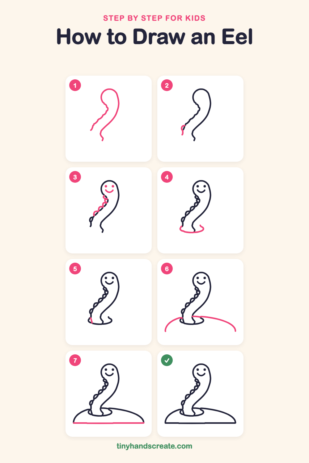 How to draw an eel step by step for kids