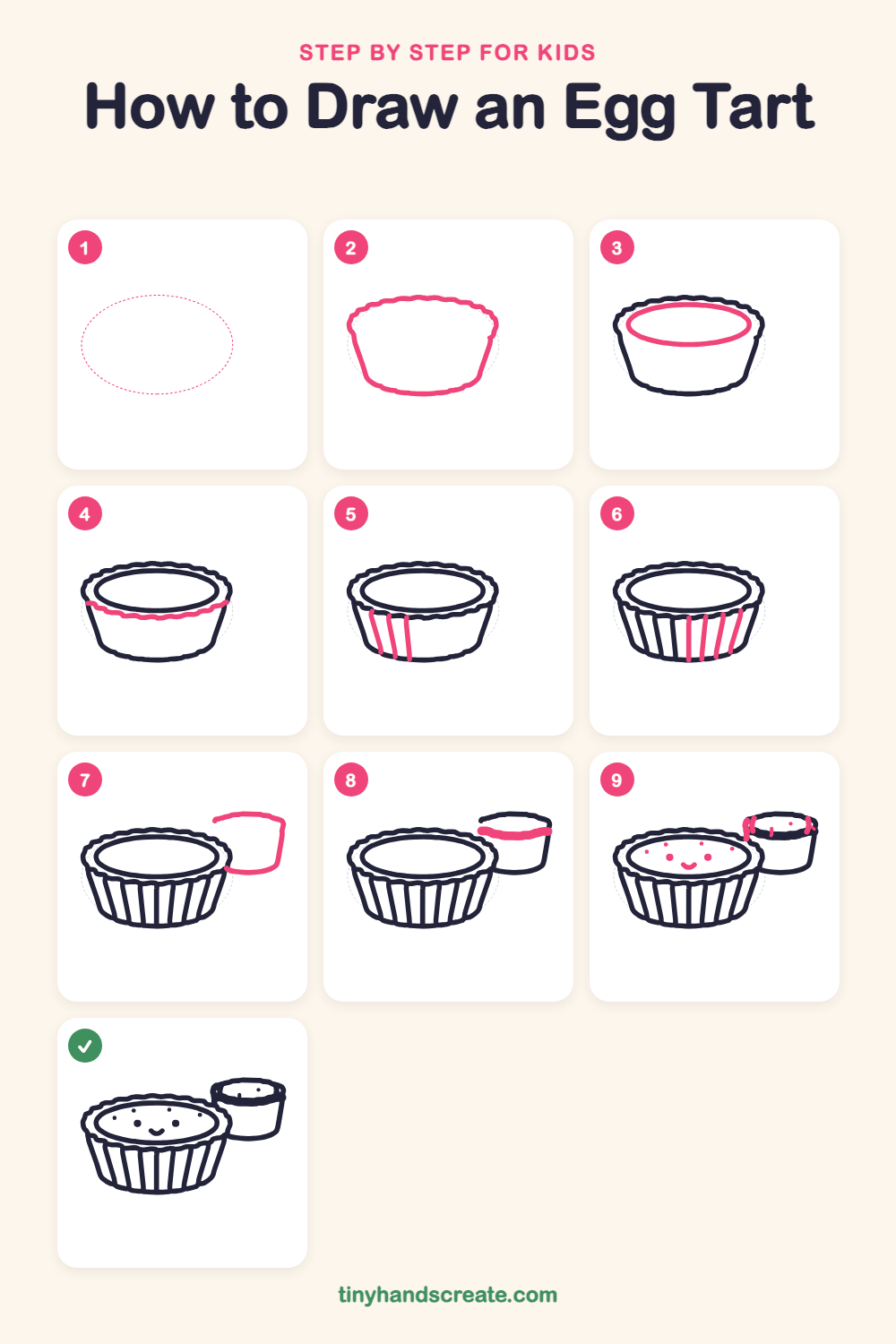 How to draw an egg tart step by step for kids