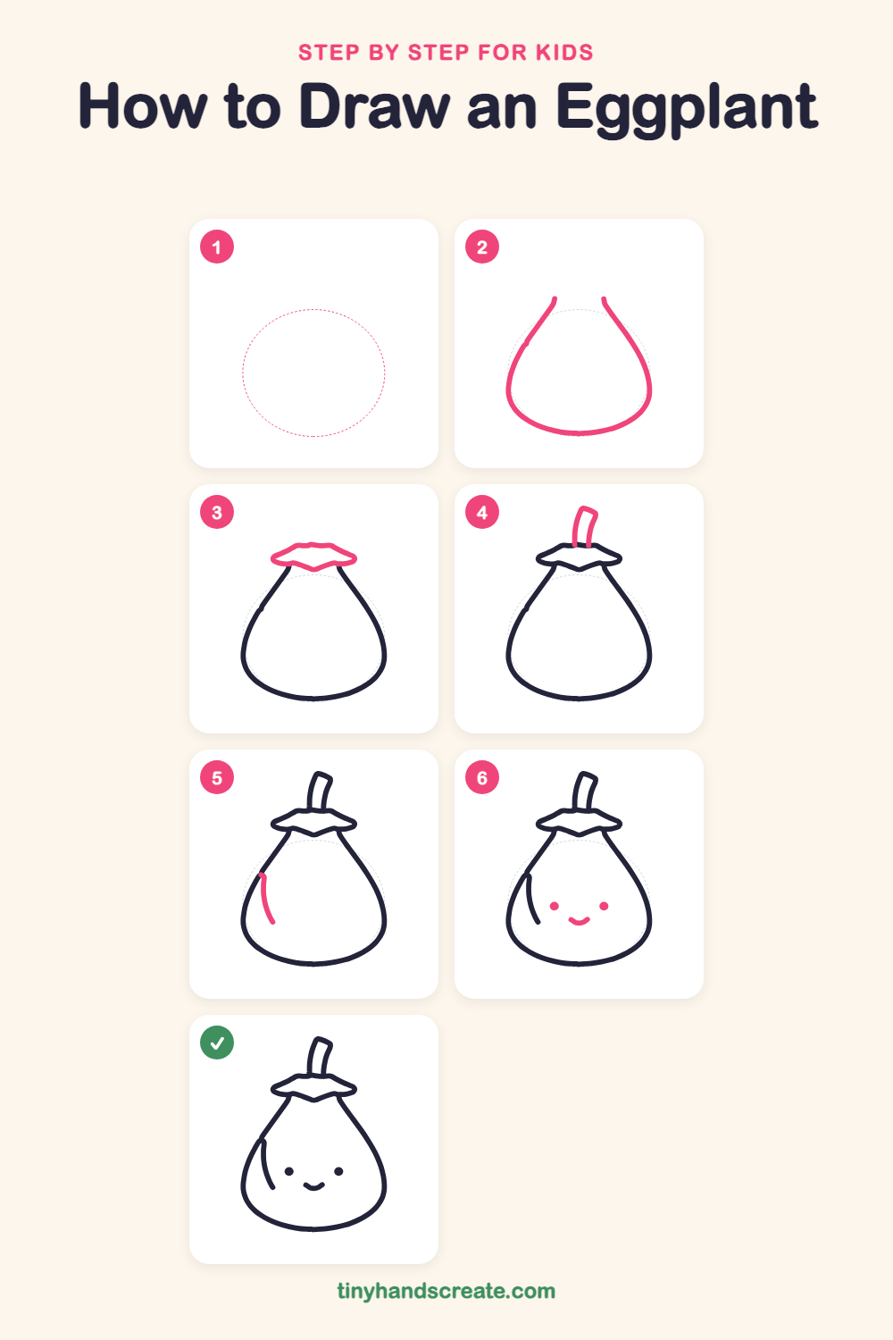 How to draw an eggplant step by step for kids